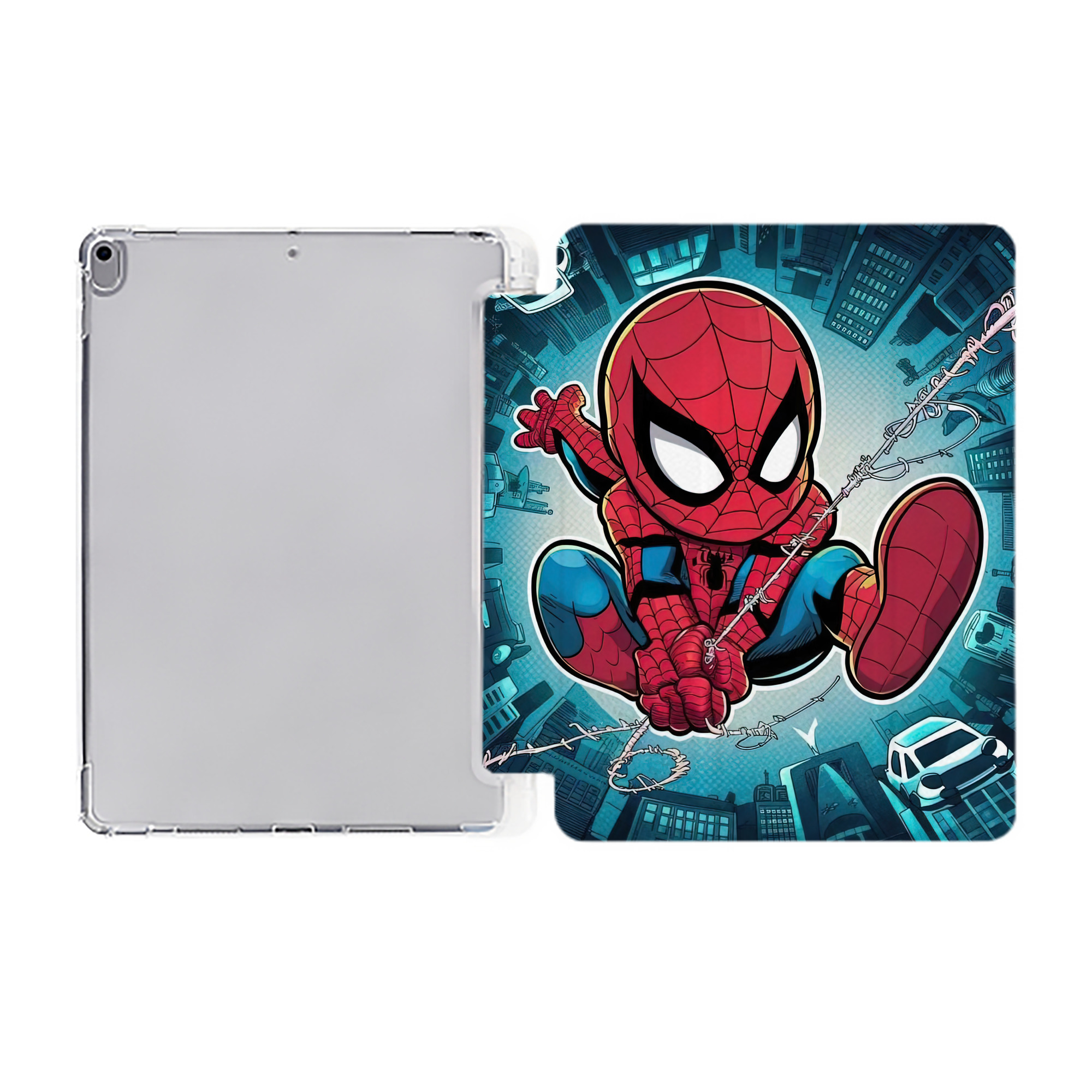 （画像用） Spider Man スパイダーマン IPad ケース ペン収納付き 三つ折りスタンド PUレザー×シリコン 対応機種9.5/10.5/10.9インチ